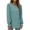imageXIEERDUO Womens Long Sleeve Tops 2024 Fall Ruffle Puff Sleeve Cute Tunic Shirts DressyA09cadetblue