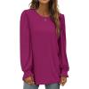 imageXIEERDUO Womens Long Sleeve Tops 2024 Fall Ruffle Puff Sleeve Cute Tunic Shirts DressyA11rose Violet