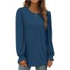 imageXIEERDUO Womens Long Sleeve Tops 2024 Fall Ruffle Puff Sleeve Cute Tunic Shirts DressyA12navy