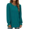 imageXIEERDUO Womens Long Sleeve Tops 2024 Fall Ruffle Puff Sleeve Cute Tunic Shirts DressyA13turquoise