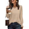 imageXIEERDUO Blouses for Women Dressy Casual Long Sleeve Shirts Fashion Clothing Puff Sleeve Tunic Tops with Smocked CuffsBbeige