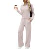 imageXIEERDUO Lounge Sets for Women 2025 Sweatsuit 2 Piece Outfits Sweatshirt Wide Leg Sweatpant Tracksuit Matching SetApricot