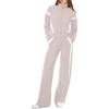 imageXIEERDUO Lounge Sets for Women 2025 Sweatsuit 2 Piece Outfits Sweatshirt Wide Leg Sweatpant Tracksuit Matching SetApricotwhite