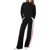 imageXIEERDUO Lounge Sets for Women 2025 Sweatsuit 2 Piece Outfits Sweatshirt Wide Leg Sweatpant Tracksuit Matching SetBlackred