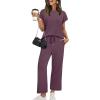imageXIEERDUO Womens Cap Sleeve Lounge Sets 2 Piece Travel Outfits Airport Tracksuits Wide Leg Loungewear S3XLDark Purple