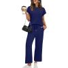 imageXIEERDUO Womens Cap Sleeve Lounge Sets 2 Piece Travel Outfits Airport Tracksuits Wide Leg Loungewear S3XLNavy