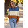 imageWomens Sweaters Fall Fashion 2025 Long Sleeve Button Cuff Soft Knit Pullover Trendy Tops Dressy Casual BlousesBlue Apricot Orange