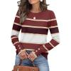 imageWomens Sweaters Fall Fashion 2025 Long Sleeve Button Cuff Soft Knit Pullover Trendy Tops Dressy Casual BlousesColored Stripes 1