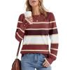 imageWomens Sweaters Fall Fashion 2025 Long Sleeve Button Cuff Soft Knit Pullover Trendy Tops Dressy Casual BlousesColored Stripes 1