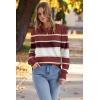 imageWomens Sweaters Fall Fashion 2025 Long Sleeve Button Cuff Soft Knit Pullover Trendy Tops Dressy Casual BlousesColored Stripes 1