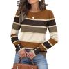 imageWomens Sweaters Fall Fashion 2025 Long Sleeve Button Cuff Soft Knit Pullover Trendy Tops Dressy Casual BlousesColored Stripes 2