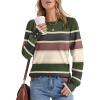 imageWomens Sweaters Fall Fashion 2025 Long Sleeve Button Cuff Soft Knit Pullover Trendy Tops Dressy Casual BlousesColored Stripes 3