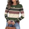 imageWomens Sweaters Fall Fashion 2025 Long Sleeve Button Cuff Soft Knit Pullover Trendy Tops Dressy Casual BlousesColored Stripes 3