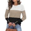 imageWomens Sweaters Fall Fashion 2025 Long Sleeve Button Cuff Soft Knit Pullover Trendy Tops Dressy Casual BlousesWhite Brown Black