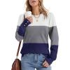 imageWomens Sweaters Fall Fashion 2025 Long Sleeve Button Cuff Soft Knit Pullover Trendy Tops Dressy Casual BlousesWhite Grey Blue