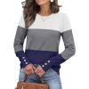 imageWomens Sweaters Fall Fashion 2025 Long Sleeve Button Cuff Soft Knit Pullover Trendy Tops Dressy Casual BlousesWhite Grey Blue