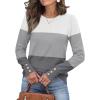 imageWomens Sweaters Fall Fashion 2025 Long Sleeve Button Cuff Soft Knit Pullover Trendy Tops Dressy Casual BlousesWhite Grey Flower Grey