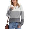 imageWomens Sweaters Fall Fashion 2025 Long Sleeve Button Cuff Soft Knit Pullover Trendy Tops Dressy Casual BlousesWhite Grey Flower Grey