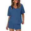 imageXIEERDUO Lounge Sets for Women Shorts Summer Pajamas for Women Set Sleepwear 2 Piece Sets Airport Vacation OutfitsBlue