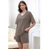 imageXIEERDUO Lounge Sets for Women Shorts Summer Pajamas for Women Set Sleepwear 2 Piece Sets Airport Vacation OutfitsCoffee