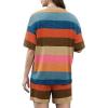 imageXIEERDUO Lounge Sets for Women Shorts Summer Pajamas for Women Set Sleepwear 2 Piece Sets Airport Vacation OutfitsColorful Stripe 2