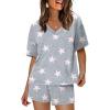 imageXIEERDUO Lounge Sets for Women Shorts Summer Pajamas for Women Set Sleepwear 2 Piece Sets Airport Vacation OutfitsGrey Star