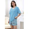 imageXIEERDUO Lounge Sets for Women Shorts Summer Pajamas for Women Set Sleepwear 2 Piece Sets Airport Vacation OutfitsLake Blue Print