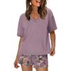 imageXIEERDUO Lounge Sets for Women Shorts Summer Pajamas for Women Set Sleepwear 2 Piece Sets Airport Vacation OutfitsMauve Floral