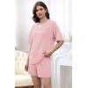 imageXIEERDUO Lounge Sets for Women Shorts Summer Pajamas for Women Set Sleepwear 2 Piece Sets Airport Vacation OutfitsPink Stripes