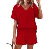 imageXIEERDUO Lounge Sets for Women Shorts Summer Pajamas for Women Set Sleepwear 2 Piece Sets Airport Vacation OutfitsRed
