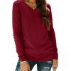 imageXIEERDUO Womens Long Sleeve ShirtsFall Tops Basic Tshirts Loose Fit V Neck 3 PacksBlackgreenwine