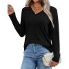 imageXIEERDUO Womens Long Sleeve ShirtsFall Tops Basic Tshirts Loose Fit V Neck 3 PacksBlackgreywhite