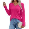 imageXIEERDUO Womens Long Sleeve ShirtsFall Tops Basic Tshirts Loose Fit V Neck 3 PacksBlackwhitepink