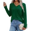 imageXIEERDUO Womens Long Sleeve ShirtsFall Tops Basic Tshirts Loose Fit V Neck 3 PacksBlackwinedarkgreen