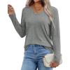imageXIEERDUO Womens Long Sleeve ShirtsFall Tops Basic Tshirts Loose Fit V Neck 3 PacksBlackwinegrey