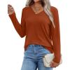 imageXIEERDUO Womens Long Sleeve ShirtsFall Tops Basic Tshirts Loose Fit V Neck 3 PacksGreyblackorange
