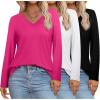 imageXIEERDUO Womens Long Sleeve ShirtsFall Tops Basic Tshirts Loose Fit V Neck 3 PacksBlackwhitepink