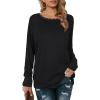 imageXIEERDUO Womens Long Sleeve Shirts Lace Crewneck Tunic Tops for Leggings Loose Fit01black