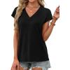 imageXIEERDUO Womens Summer Tops Short Sleeve Shrits 2026 Trendy V Neck Spring Outfits Beach Vacation ClothesBlack