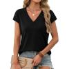 imageXIEERDUO Womens Summer Tops Short Sleeve Shrits 2026 Trendy V Neck Spring Outfits Beach Vacation ClothesBlack