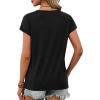 imageXIEERDUO Womens Summer Tops Short Sleeve Shrits 2026 Trendy V Neck Spring Outfits Beach Vacation ClothesBlack