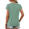 imageXIEERDUO Womens Summer Tops Short Sleeve Shrits 2026 Trendy V Neck Spring Outfits Beach Vacation ClothesBlue Green