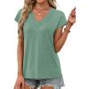 imageXIEERDUO Womens Summer Tops Short Sleeve Shrits 2026 Trendy V Neck Spring Outfits Beach Vacation ClothesBlue Green
