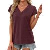 imageXIEERDUO Womens Summer Tops Short Sleeve Shrits 2026 Trendy V Neck Spring Outfits Beach Vacation ClothesBurgundy