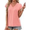 imageXIEERDUO Womens Summer Tops Short Sleeve Shrits 2026 Trendy V Neck Spring Outfits Beach Vacation ClothesCoral
