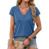 imageXIEERDUO Womens Summer Tops Short Sleeve Shrits 2026 Trendy V Neck Spring Outfits Beach Vacation ClothesDark Blue