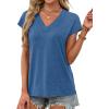 imageXIEERDUO Womens Summer Tops Short Sleeve Shrits 2026 Trendy V Neck Spring Outfits Beach Vacation ClothesDark Blue