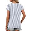 imageXIEERDUO Womens Summer Tops Short Sleeve Shrits 2026 Trendy V Neck Spring Outfits Beach Vacation ClothesPatternedblue Striped