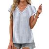 imageXIEERDUO Womens Summer Tops Short Sleeve Shrits 2026 Trendy V Neck Spring Outfits Beach Vacation ClothesPatternedblue Striped