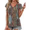 imageXIEERDUO Womens Summer Tops Short Sleeve Shrits 2026 Trendy V Neck Spring Outfits Beach Vacation ClothesPatternedboho Floral